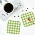 thumbnail image 4 of Fuzoiu White Green Plaid Print Leather Coasters Set,Drink Coasters Set of 4,for Tabletop Protection, Durable PVC Coasters,Home Décor and Housewarming Gift-Square, 4 of 6