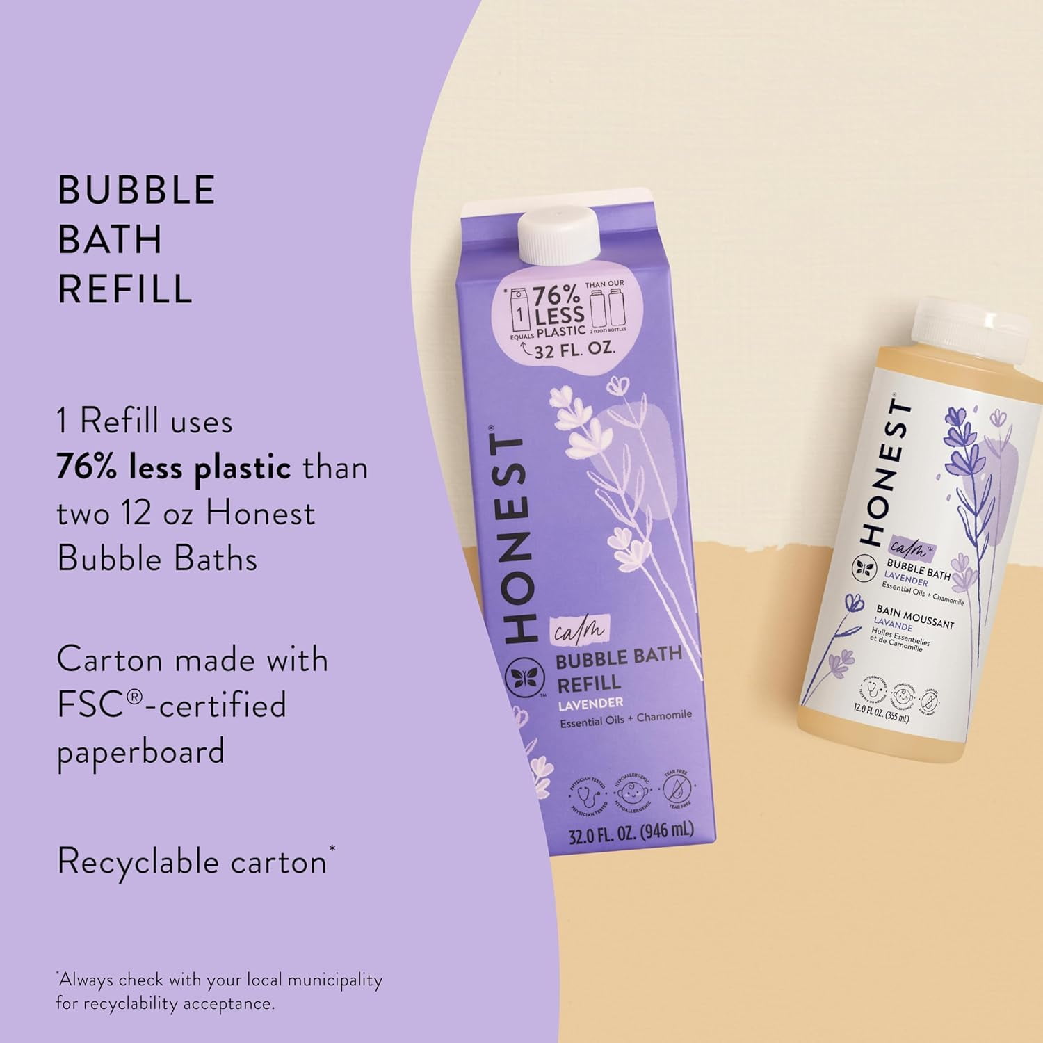The Honest Company Bubble Bath Carton Refill Lavender 32 fl oz