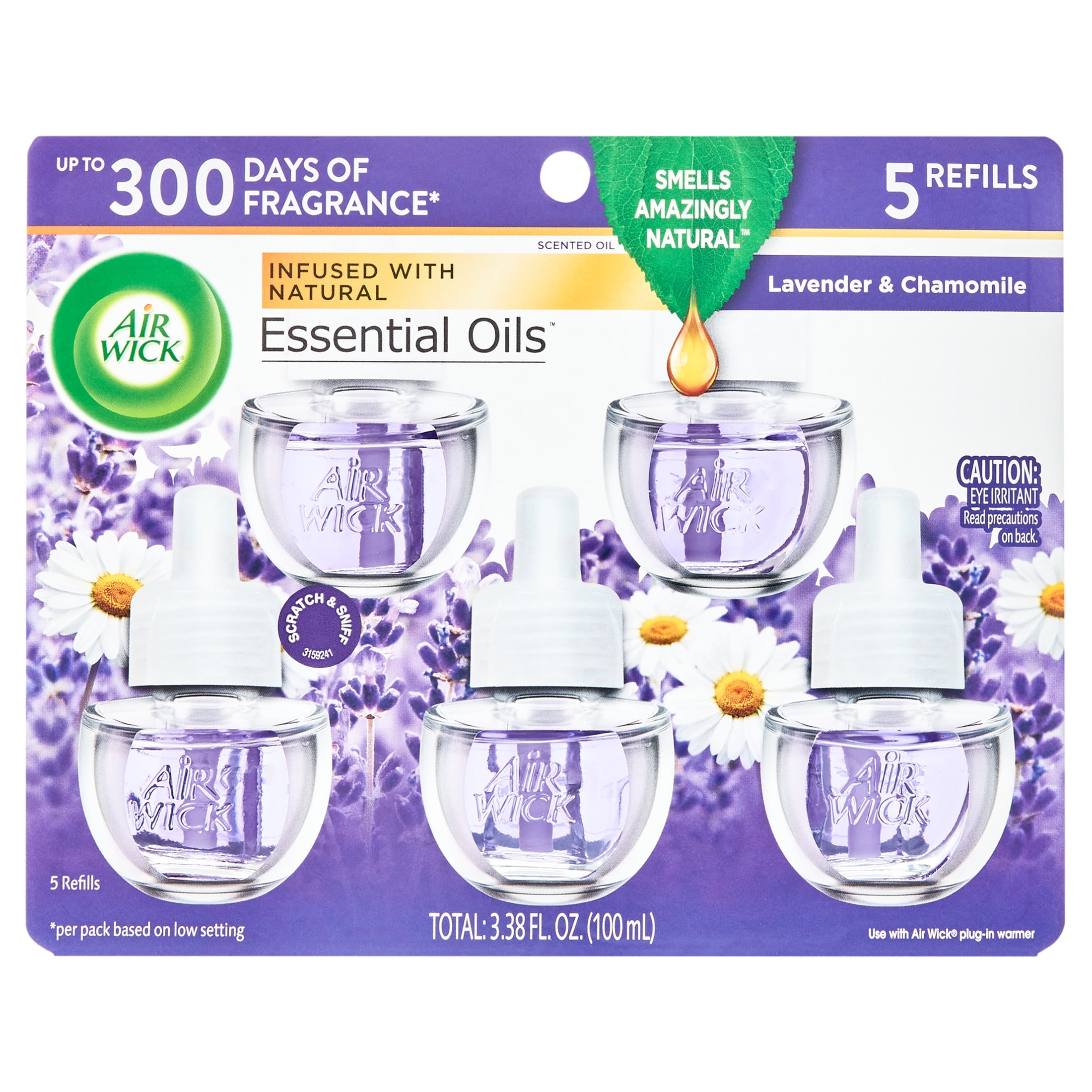 Air Wick Plug-In Scented Oil Air Freshener Warmer Refills, Lavender and Chamomile, 5 Count