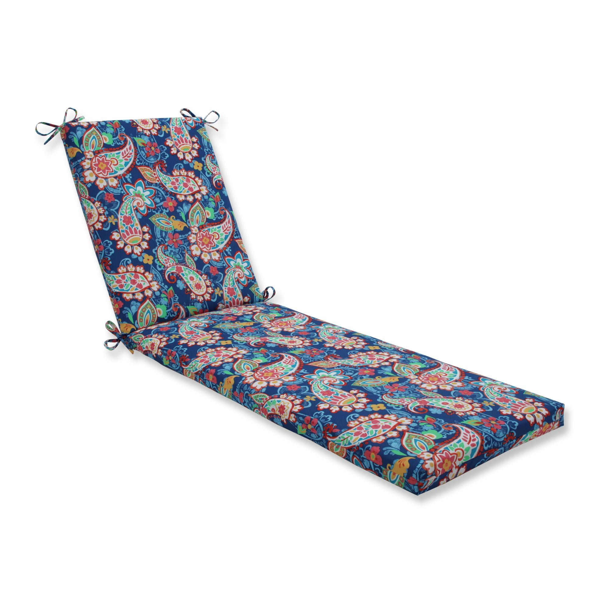 40.5" Red and Blue Paisley Outdoor Patio UV Resistant Chaise Lounge