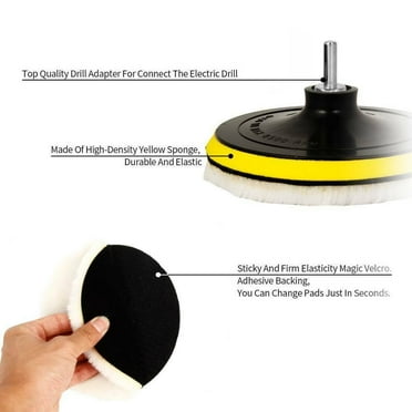5Pcs 6" Buffing Polishing Pads Wool Wheel Mop Kit for Car Polisher Drill Adatper