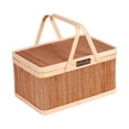 thumbnail image 1 of Cesta de bambú tejida, portátil, organizador de refrigerios de comida con tapa y asa, cesta de picnic , refrigerios, frutas, picnic, cocina, 1 of 9