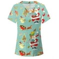 thumbnail image 1 of Liacowi Women Christmas Scrub Top Christmas Nurse Uniforms Short Sleeve Xmas Cartoon Printed T-Shirt, 1 of 1