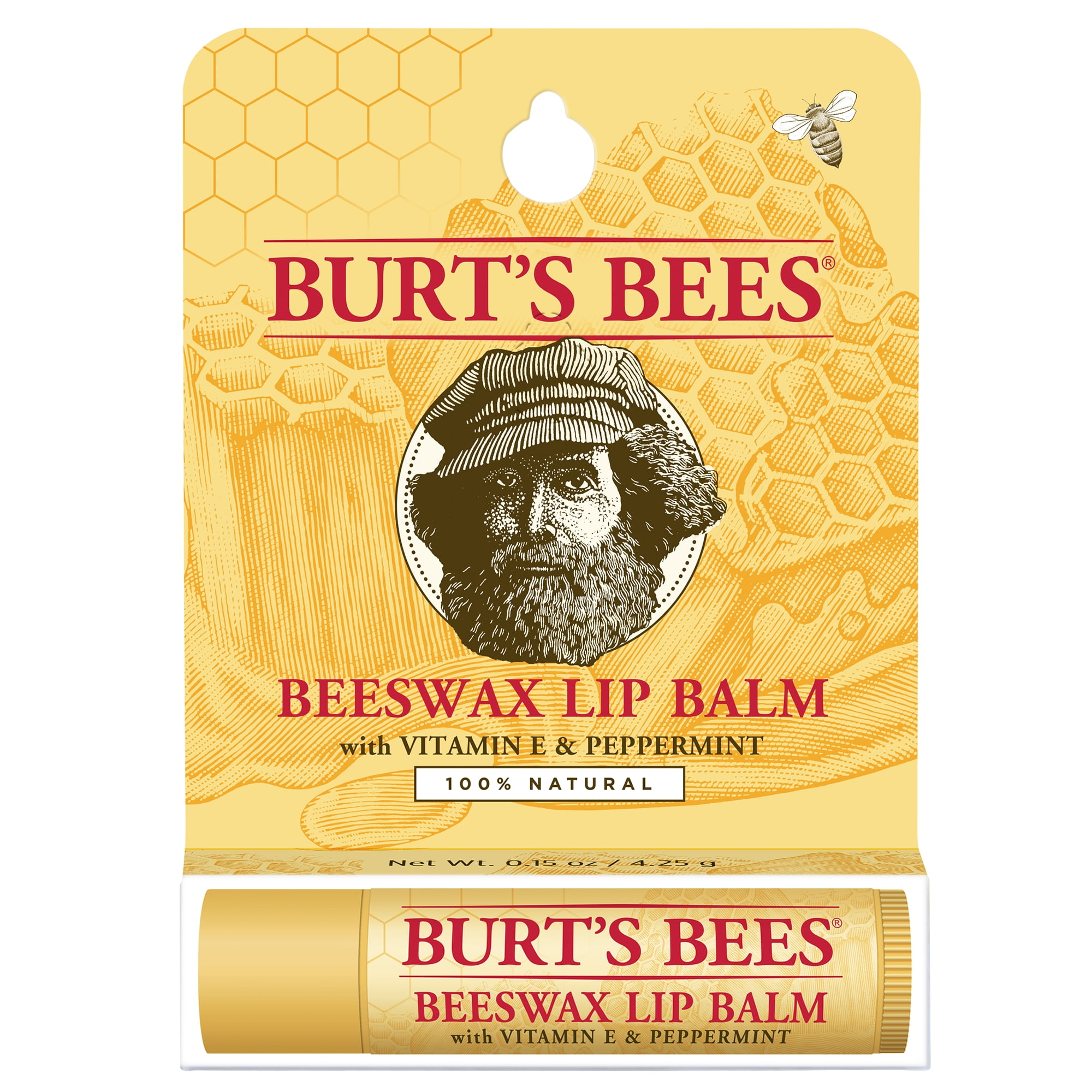 Burt's Bees 100 Natural Moisturizing Lip Balm, Original Beeswax with