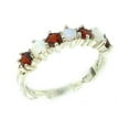 thumbnail image 1 of LBG British Made 10k White Gold Natural Opal & Garnet Womens Eternity Ring - Size 11.25 - 33 size options, 1 of 5