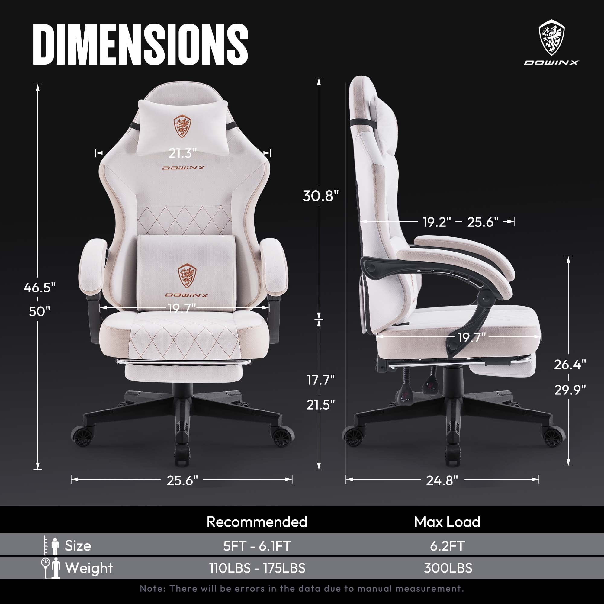 Dowinx Fabric Gaming Chair with Massage Lumbar Support, High Back Ergonomic Computer Chair with Footrest for Adult, Beige