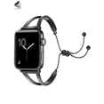 thumbnail image 2 of PULLIMORE Stainless Steel iWatch Band Bracelets for Women 42mm 44mm Apple Watch Replacement Band Compatible for iWatch Series 8/7/6/5/4/3/2/1 SE (Black), 2 of 8