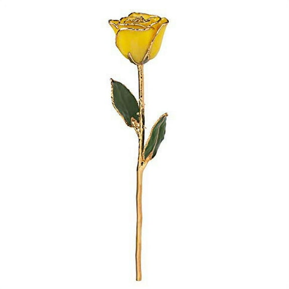 Forever Rose, a Genuine, One of a Kind, Real Yellow Rose, Hand Dipped in Lacquer and Trimmed in 24K Gold