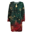 thumbnail image 6 of Women's Round Neck Casual Long Sleeve Plush Christmas Printed Dresses, Festive Fall and Winter Wear for Holiday Parties, Cozy and Soft Material,Dark Green,2XL, 6 of 6