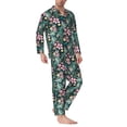thumbnail image 2 of Sikiie Rose Flowers Mens Pajama Set, Soft Warm Long Sleeve Sleepwear, Cozy Button-Down Pjs for Men-, 2 of 7