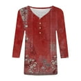 thumbnail image 4 of Bovemsi Women's Casual 3/4 Sleeve T Shirts 2025 V Neck Tunic Tops Cute Tees Blouses Loose Fit Business Work Tee Top, Red Women's Summer Short Sleeve T-Shirts, L, 4 of 5