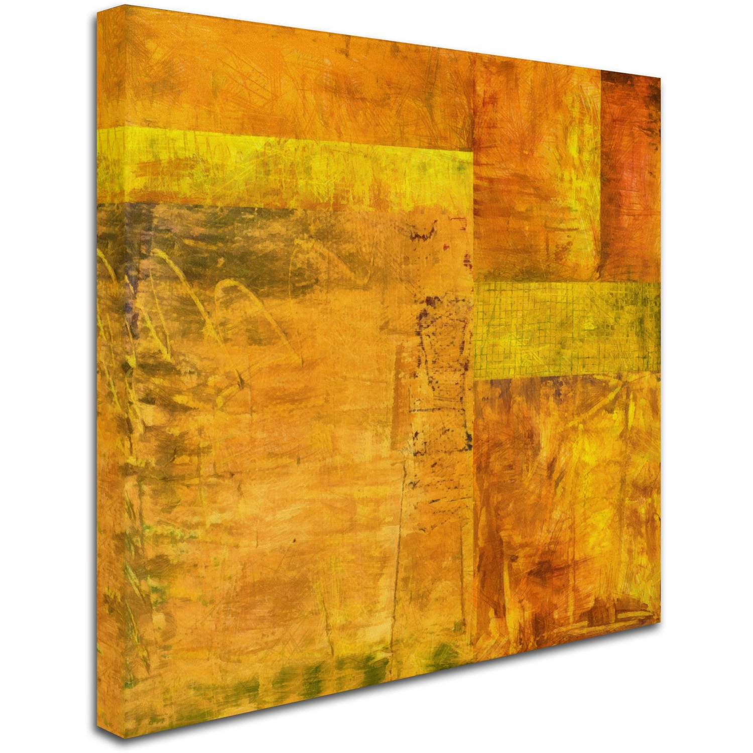 Trademark Fine Art Michelle Calkins 'Essence of Yellow 2' 14" x 14" Canvas Stretched (190836072149)