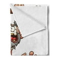 thumbnail image 2 of Skull Soft Flannel Fleece Blanket, Prehistoric Witch Doctor Holding a Staff with a Skull in His Hands Illustration, Cozy Plush for Indoor and Outdoor Use, 70" x 90", White and Brown, by Ambesonne, 2 of 5