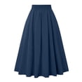 thumbnail image 5 of Women's Retro Swing Skirt with Hidden Side Pockets and Full Circle Hem, Soft Stretch Fabric for All Day Comfort Blue S, 5 of 8