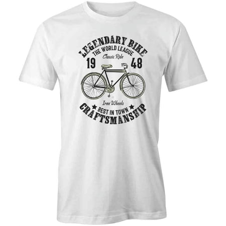 Legendary Bike Craftsmanship T-Shirt | Cool Cycling White Tee Gift price history on PriceWatchPro