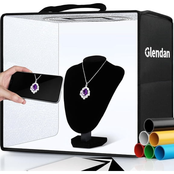 DAYI Portable Photo Studio Light Box,12"x12" Professional Dimmable Shooting Tent Kit with 112 LED Lights & 6 Backdrops for Jewelry and Small Items Product Photography