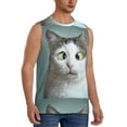 thumbnail image 2 of Zufioo Funny Cat Men's Tank Top,Men's Sleeveless Muscle Shirts,Basic Sleeveless T Shirts Casual Active Hipster Tank Top,Moisture Wicking Odor Protection-X-Large, 2 of 7