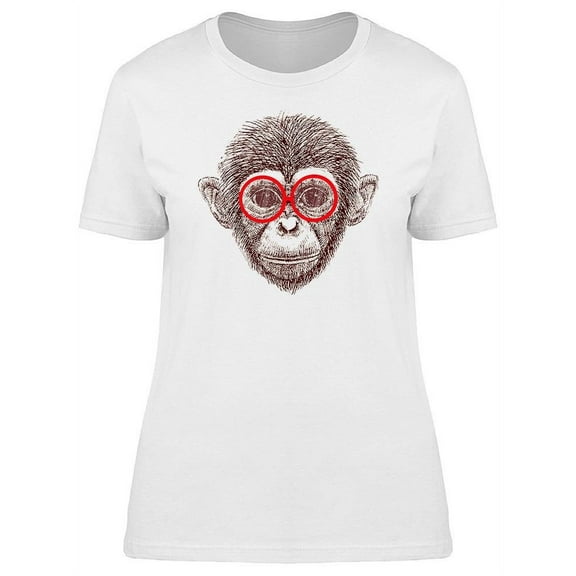 Cute Monkey With Red Glasses Tee Women's -Image by Shutterstock