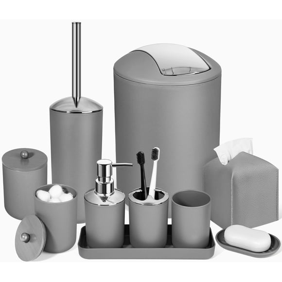 Set de accesorios de baño ALPIRIRAL gris 10 piezas