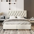 thumbnail image 2 of Boyd Sleep Verona Faux Leather Upholstered Tufted Platform Storage Bed Frame, Queen, White, 2 of 11