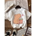 thumbnail image 1 of Débardeur d'Été pour Filles à Imprimé Capybara - Décontracté, Mélange de Coton Extensible, Lavable en Machine, Col Rond, T-Shirt Capybara, Style Décontracté, Cultiva, 1 of 6