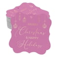 thumbnail image 1 of Inkdotpot Real Rose Gold Foil Bracket Shape Paper Hang Tags Merry Christmas & Happy Text Favor Tags Pack Of 50, 1 of 1
