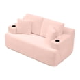 thumbnail image 5 of Boneless Loveseat, 2-Seater Floor Couch with Cup Holders and Side Pockets, Corduroy Fabric No Assembly Sofa for Small Space or Apartment, 66.5 Inch, Pink, 5 of 9