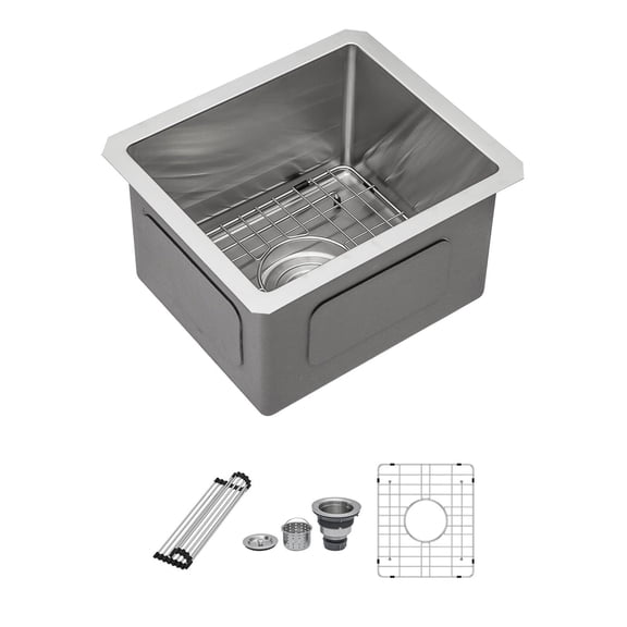 Undermount Kitchen Sink, 13 Inch Undermount Sink - 13"x15"x9" Undermount Stainless Steel Kitchen Sink 16 Gauge Single Bowl Kitchen Sink 9 Inch Deep Bar/Prep Sink Basin, Stainless Steel Kitchen Sink