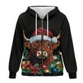thumbnail image 4 of Renewold Xmas Highland Cow Black Womens Hoodies Sweater Hooded Tops Oversized Sweatshirts Long Sleeve Drop Shoulder Jackets Pullover Tops Sweatshirts Fashion Streetwear Outfits for Athletic, M, 4 of 7
