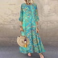 thumbnail image 1 of Qiopertar Mode Femmes Robe d'Été Décontractée Imprimée Manches 3/4 Robe Ample Grandes Économies de Vacances! Moins de 5$ jusqu'à 90 % de Réduction, 1 of 8