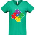 thumbnail image 3 of Inktastic Autism Awareness Month Puzzle Women's V-Neck T-Shirt, 3 of 5