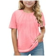 thumbnail image 3 of Bovxnpu Kids Summer Tops, Toddler Girls Casual T Shirt, Girls Pleated T-Shirts Kids Summer Short Sleeve Fashion Tees 3-14 Years 10-12 Years, 3 of 8