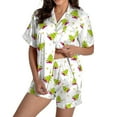 thumbnail image 2 of Christmas Pajamas for Women Set Women Pajamas Graphic Printed Silk Satin Cute Sleepwear Buttons Short Sleeve Tops Shorts Sets, 2 of 5
