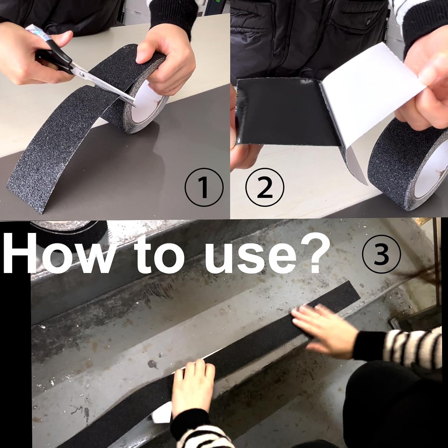 Anti Slip Grip Tape 2 Inch - Heavy Duty Non Skid Tape High Traction 80 Grit Non Slip for Waterproof Stairs Non Skid Treads, Indoor, Outdoor (Black, 2" X 33')