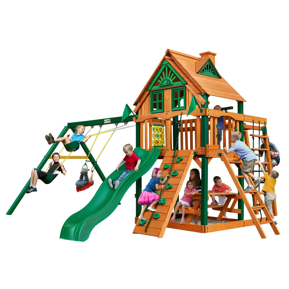 Gorilla Playsets Navigator Treehouse Cedar Swing Set with Timber Shield