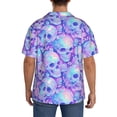 thumbnail image 3 of Sikiie Blue Skull Daisy Men's Wrinkle Free Untucked Cuban Shirt Business Casual Button Down Shirts Short Sleeve ShirtXX-Large, 3 of 5