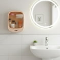 thumbnail image 2 of Armoire de Bain Ovale, Boîte de Rangement, Rangement, Porte à Fermeture Magnétique Semi-Transparente, Armoire de Salle de Bain, Résistante à l'Humidité, Portable, Résistante à la Rouille, Résistante aux Taches (Brun) Lot de 1, 2 of 4