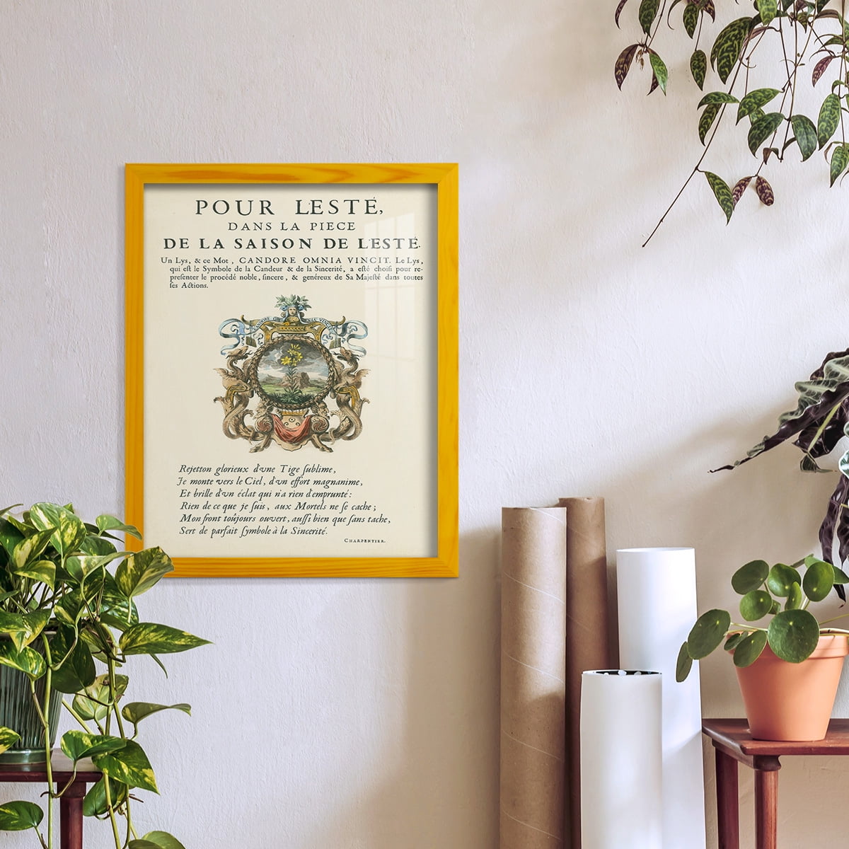 Printed Embellished Bookplate VI - Framed Print w/glass - Sunflower Yellow