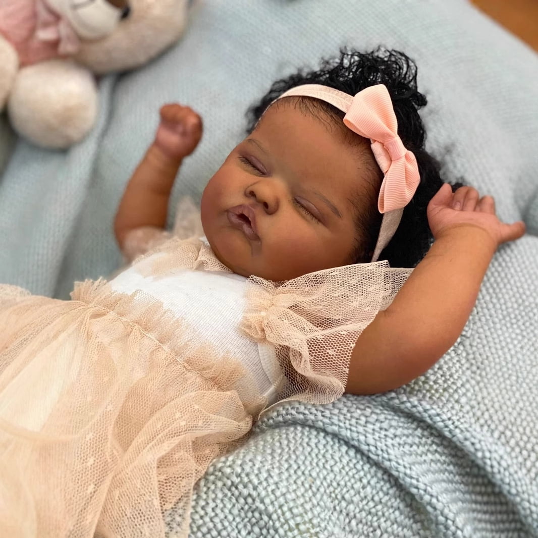 Reborn Baby Dolls Black - 18 Inch African American Handmade Realistic Newborn Baby Doll, Real Baby Reborn with Accessories & Gift Box for Kids Age 3+