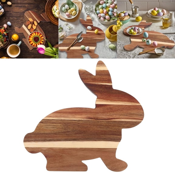 JHEHF Rabbit Shaped Wooden Serving Board Easter Cutting Board Kitchen Charcuterie Boards Serving Platter Chopping Cutting Board Easter Holiday Party Supplies