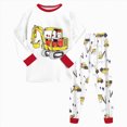 thumbnail image 3 of Boys Pajamas Fall Winter Boys Pajamas Set Long Sleeve Sleepwear White with Red Trim Yellow Digger Print Sleepwear 2 Piece Pajama Set for Big Boys 2-9 Years, 3 of 7