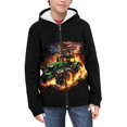 thumbnail image 3 of Uourmeti Fire Flame Tractor American Flag Lightweight Zip Up Hoodie for Boys Girls Long Sleeve with Pockets Comfy Casual Fall Outerwear ​​Size 12-14​​, 3 of 7