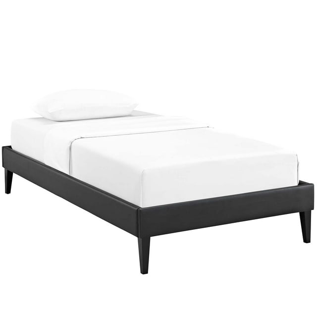 Modway Sharon Cadre de Lit Simple en Vinyle avec Pieds Carrés Fuselés, Noir