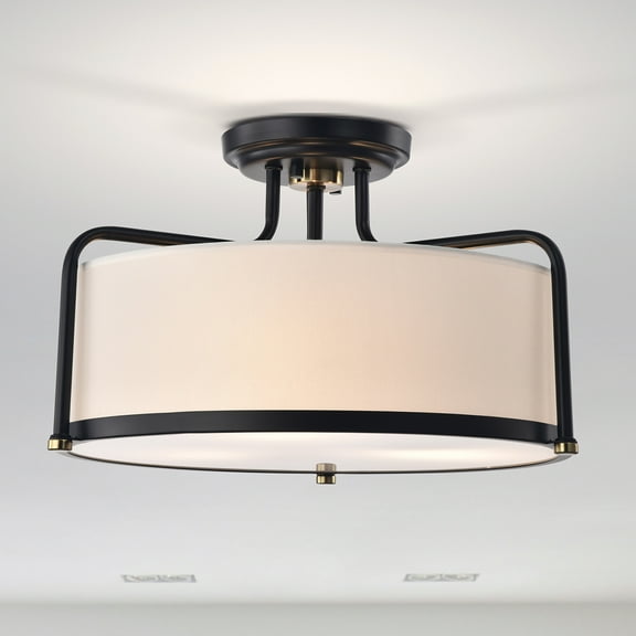 Jaci 18 in. 3-Light Indoor Matte Black Finish Flush Mount with Light Kit