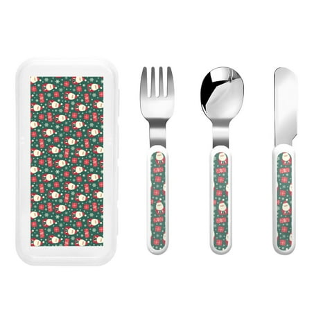 

Kdxio Santa Claus Toddler Utensils Set - Kids Silverware Set Set Kids Utensils Set with Case for Preschooler Children