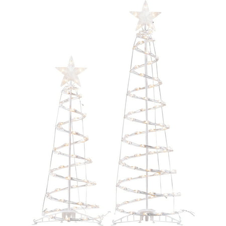 Holiday Time Light-Up Clear Spiral Trees, Set of 2, Indoor or Outdoor (Best Outdoor Holiday Lights)