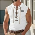 thumbnail image 2 of Men's Tank Tops Muscle Gym Tank Top Fashionable Men's V neck Lace Up Printed Embroidered Sleeveless Top Summer Workout Gym Shirts, 2 of 7