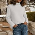 thumbnail image 2 of Arlun Womens Turtleneck Oversized Sweaters Knit Drop Shoulder Long Sleeve Pullovers Loose Fit Comfortable Solid Color Basic Sweater Tops White XL, 2 of 4