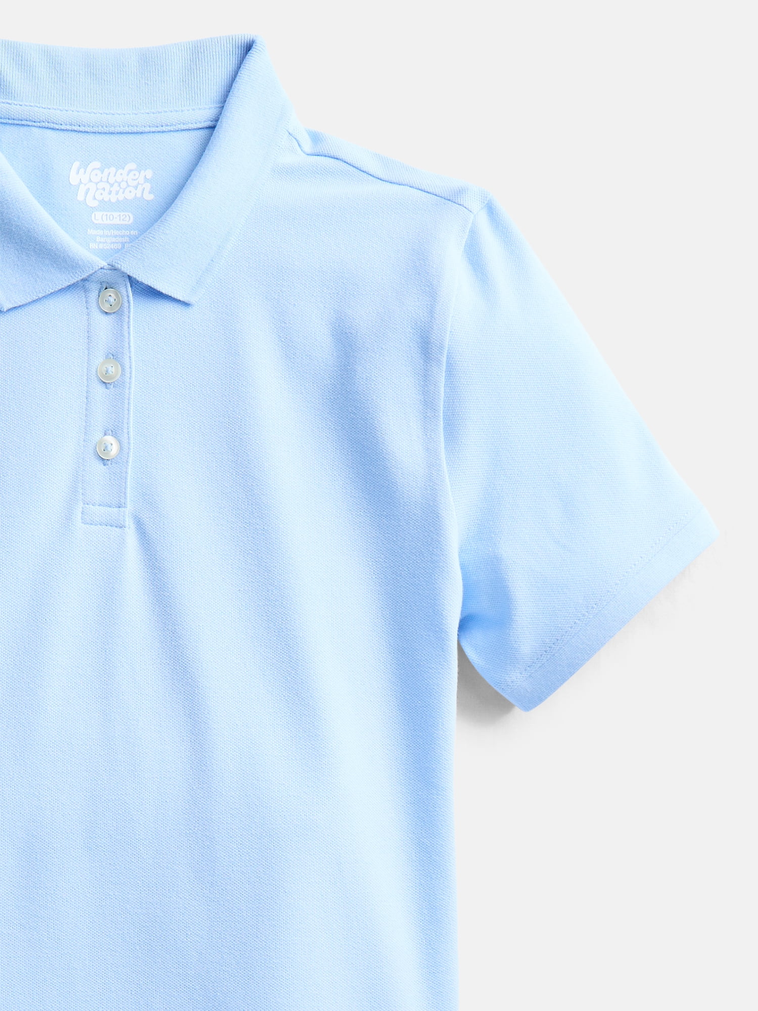 Wonder Nation Girls School Uniform Pique Polo Shirt with Short Sleeves, Size 4-18