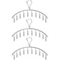thumbnail image 1 of Paquete de 3 perchas para ropa YONGSHENG de ACERO INOXIDABLE con 10 clips para secar calcetines toallas pañales sujetadores ropa de bebé ropa interior, 1 of 5